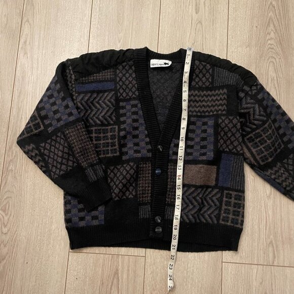 Maremma Wool Knit Cardigan Sweater V Neck Long Sleeves Black Multicolor Size 52 - Picture 4 of 11
